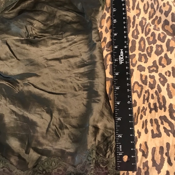 Olive Green large satin camisole with lace trim - Picture 9 of 15